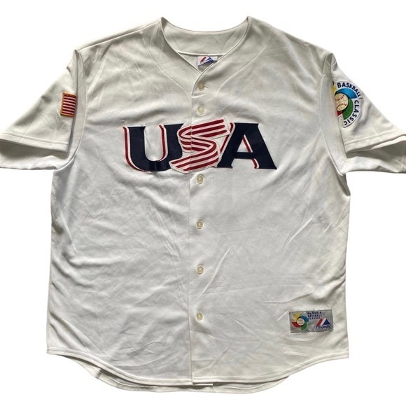 MLB '06 USA JETER 02 WORLD BASEBALL CLASSIC MAJESTIC White Jersey in XXL - Picture 2 of 15